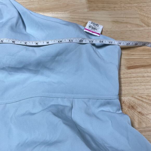 Mac Duggal NWT One Shoulder Jersey Mermaid Gown Powder Blue Size 6 Asymmetrical - Picture 5 of 11